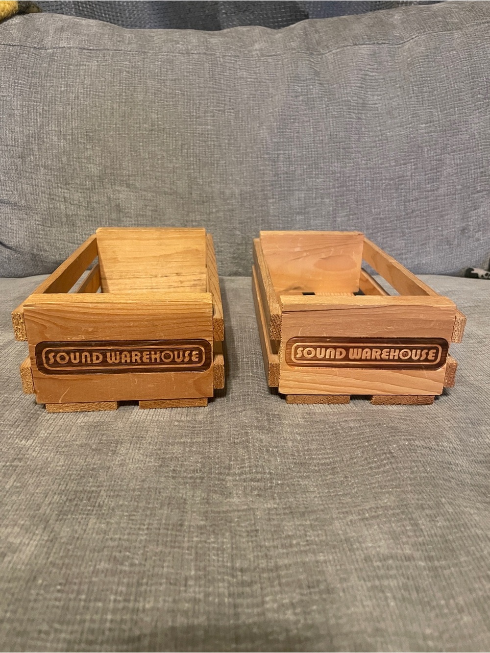 TWO Sound Design Cassette Tape Wooden Crate Holders